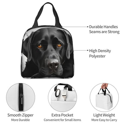 Insulated Lunch Bag Black Dog Lunch Box for Women Men Reusable Leakproof Lunch Cooler Bag for Office Picnic - color: Black Dog