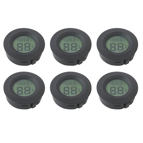 6-Pack Digital Hygrometer Thermometer Set, Mini Humidity Temperature Monitor for Reptile Terrariums and for Greenhouses
