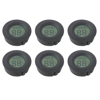 6-Pack Digital Hygrometer Thermometer Set, Mini Humidity Temperature Monitor for Reptile Terrariums and for Greenhouses