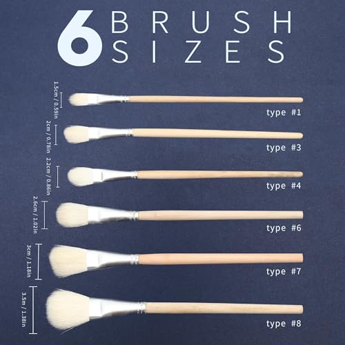 YongBo Gilding Brush Set, Goat Hair Brush, Leaf Sweeper, 6 per Pack - color: 6 Brushes