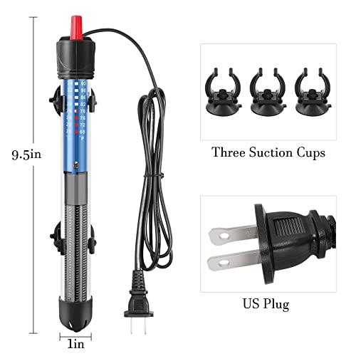 50W 100W 300W Submersible Aquarium Heater, Adjustable Glass Water Heater for 5 – 70 Gallon Fish and Turtle Tank (100W) - size: 100W for 10-30 gallon