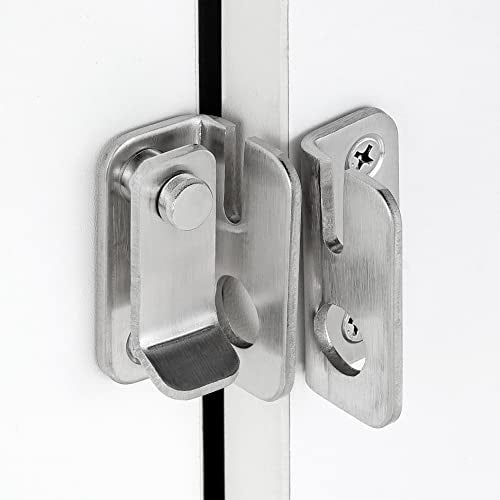 2 Set Brushed Nickel Flip Latches with Padlock Hole,2.36”x2.12”Gate Latch | Stainless Steel Sliding Barn Door Lock ,for bedroom,drawer,Wine Cabinet,cabinet,garage,window,pet enclosures - color: Brushed Nickel_2 Pack