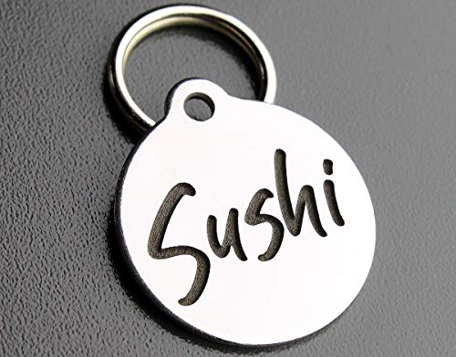 DEEP Engraved Premium Dog & Cat ID Tag – Personalized, Stainless Steel, Long-Lasting Durability - XS Round 7/8"x1" (1-Side Engraving) - style: XS ROUND 7/8"x1" (1-Side Engraving)