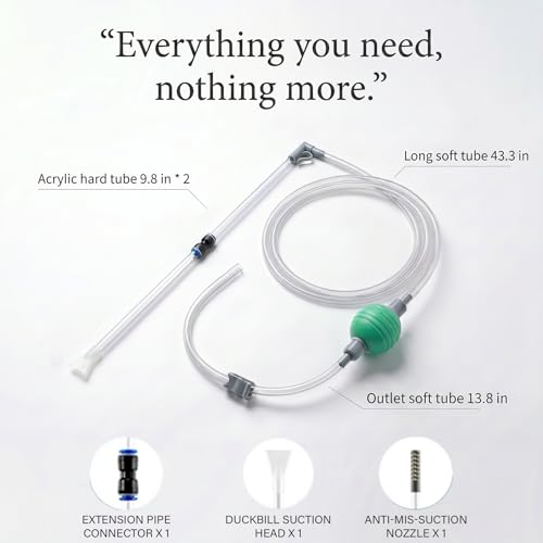 Aquarium Siphon Vacuum,Manual Water Changer Gravel Cleaner | with Duckbill Nozzle and Filter Head,Suitable for 5-10 Gallon Fish Tanks,Betta, Shrimp, Nano and Turtle Tanks