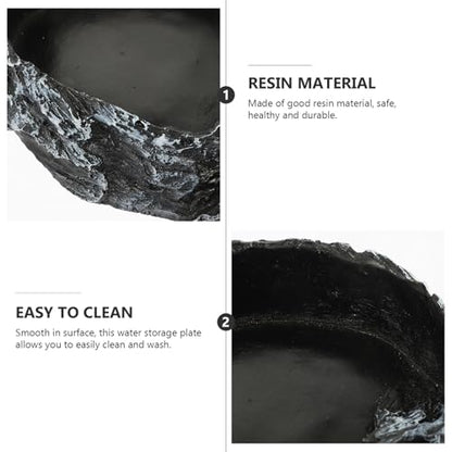 Reptile Water Bowl and Food Feeder, Bark Texture Design, Sturdy Water Container for Tortoise and Lizard Habitat, Suitable for Geckos and Amphibians