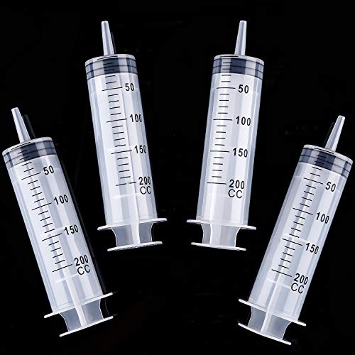 Frienda 4 Packs Syringes Without Needles,200 Ml | Large Plastic Measuring Tools for Food, Horse Care, Lab Dispensing, Graduated Markings, Reusable Multipurpose Applicators - size: 200 ml