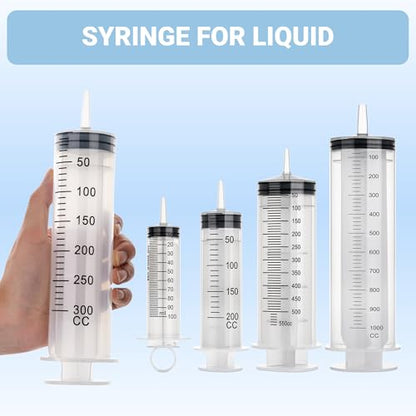 300ml Large Syringe, 5-pack Plastic Syringes for Liquid with Tip Adapter | 300cc Large syringe for thick liquids & Scientific Labs, Oil Transfer, Plant Watering & Refilling, Glue, Individual Sealed - style: 300 ML
