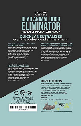 Dead Animal Smell Eliminator Pouch – Fragrance-Free Activated Charcoal Odor Absorber With Specialized Zeolite– Attics, Walls, Crawlspaces. For After Cleanup. Pet & Kid Safe, XL, Covers 375 Sq Ft