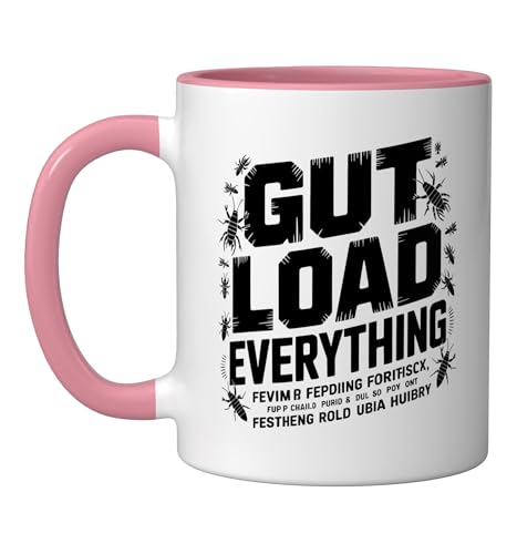 Veiled Chameleon Keeper Gut Loading Feeder Insects Insect Ceramic Mug, Pink/White - color: Pink/White