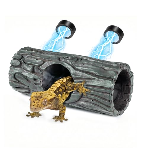 Magnetic Crested Gecko Hide - Resin Hollow Log Cave, Reptile Hide Cave, Reptile & Amphibian Habitat Hideouts, Climbing Toy Reptiles Tank Accessories Terrarium Decor