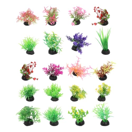 PATKAW Terrarium Plants 20pcs Miniature Aquarium Plants Mini Fish Tank Grass Tiny Greenery Ornament for Micro Landscape Bonsai Food Serving Plate Decorations Mixed Style Terrarium Decor