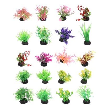 PATKAW Terrarium Plants 20pcs Miniature Aquarium Plants Mini Fish Tank Grass Tiny Greenery Ornament for Micro Landscape Bonsai Food Serving Plate Decorations Mixed Style Terrarium Decor