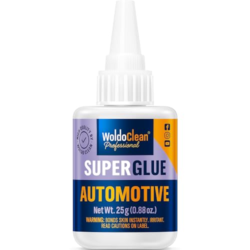WoldoClean Super Glue for Cars and Trucks 25g - Heavy Duty Automotive Adhesive for Interior Exterior Trim, Emblems, Badges, Bumpers, Decals, Heat Resistant, Waterproof for Plastic, Rubber, Metal