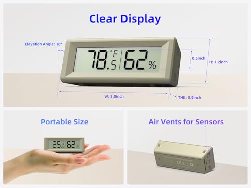 Small Digital Hygrometer, Humidity Meter, Indoor Thermometer, Room Temperature and Humidity Monitor, Gauge with Accurate Sensor, for House, Home, Baby Room, Greenhouse, Humidor, Incubator, Reptiles - color: Greige
