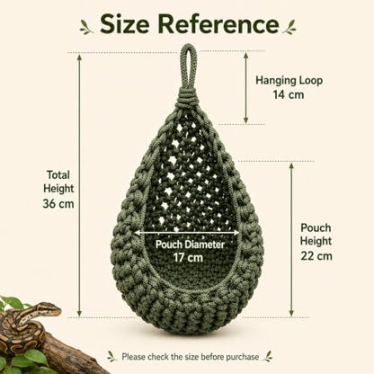 Snake Hammock for Terrarium, Handwoven Reptile Hanging Sleep Pouch, Soft Rope Hideout for Gecko, Small Lizard Tank Accessories(Green) - color: Green