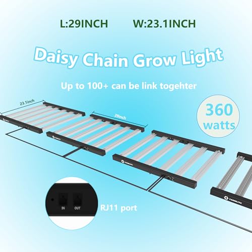 LED Grow Lights for Indoor Plants Full Spectrum Growing Light Bar Plant Hanging Growing Lamps Seedling Daisy Chain Dimmable 4x4ft Coverage - size: 360watts