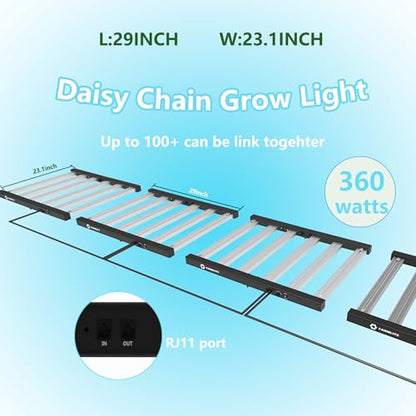 LED Grow Lights for Indoor Plants Full Spectrum Growing Light Bar Plant Hanging Growing Lamps Seedling Daisy Chain Dimmable - size: 360watts