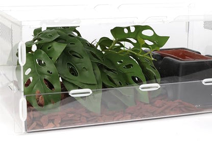 Swiss Cheese Reptile Terrarium Plants for Ball Python Snake Gecko | Reptile Artificial Plants, Fits Bearded Dragon Crested Gecko Lizard Frog Tortoise Tank Enrichment - color: B-fake Swiss Cheese Plants