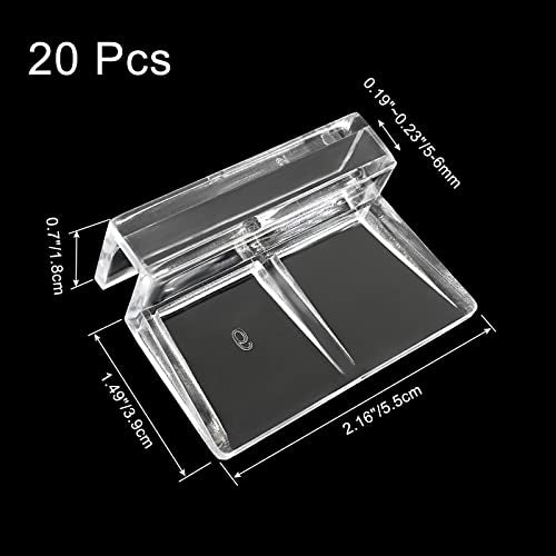 Aquarium Lid Clips, 6MM, 20 Pack | Clear Acrylic, DIY Aquarium Lid Holder, Fish Tank Support, Aquarium Glass Holder - size: 6MM