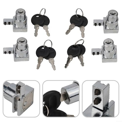 Zinc Alloy Sliding Glass Door Lock Set with Keys for Display Cabinets and Terrariums, Rust-Resistant Hardware for 5-8mm Glass Panels, Installation without Drilling(4PCS) - size: 4 Pieces