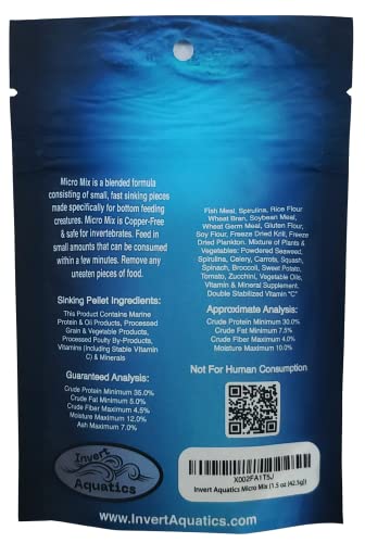 Micro Mix - Sinking Blended Diet for Snails, Shrimp & Bottom Feeding Fish (1.5 oz (42.5g)) - size: 1.5 Ounce (Pack of 1)