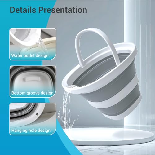 Collapsible Bucket with Handle. 10L 2.6-Gallon Capacity, Designed for Outdoor Car Washing, Fishing, and Household Cleaning. Portable and Space-Saving