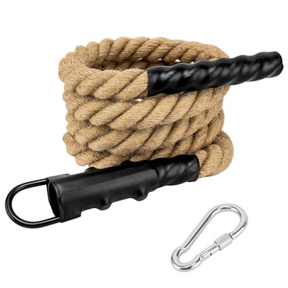 Gym Climbing Rope, Indoor Outdoor Climbing Ropes - Climbing Rope for Adults - 10ft Length, 1.5" Diameter, Climbing Ropes with Hook for Indoor and Outdoor Fitness