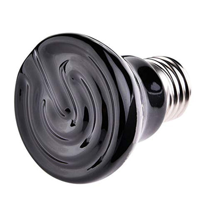 50W Mini Reptile Heat Lamp Bulb E26 Base Non-Light Emitting Infrared Ceramic Heat Emitter for Terrariums Turtles, Lizards, Snakes, and Small Pets 2-Pack