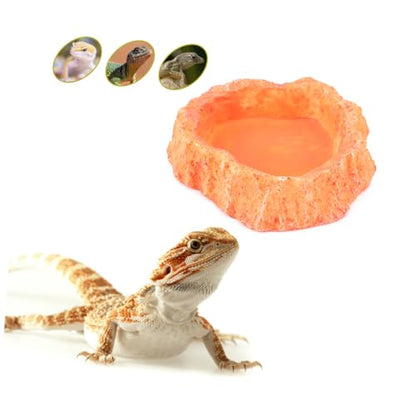 Abaodam Crawling Food Dish for Reptiles Skid Feeding Bowl with Thick Design for Easy Access Lizard Feeder and Water Storage Container for Pets Orange