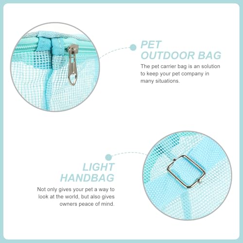 FRCOLOR Portable Guinea Pig Carrier with Breathable Mesh, Compact Multi-Function Hamster and Rat Carrier for Outdoor Travel, Daily Use Small Animal Shoulder Bag in Light Blue