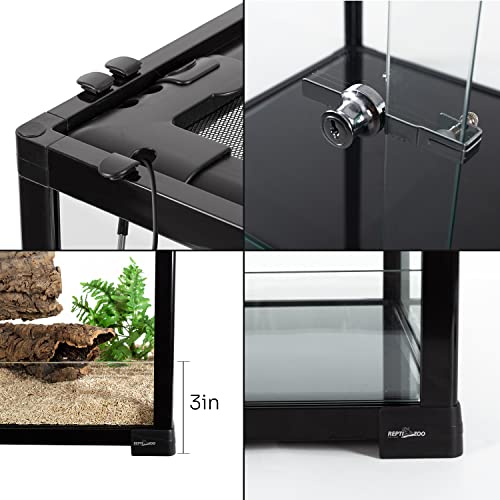 REPTIZOO 84 Gallon Large Reptile Terrarium Extra-Long 60" x 18" x 18" Spliceable Glass Reptile Tank, Double Top Cover Enclosure Habitats - size: 60" x 18" x 18"