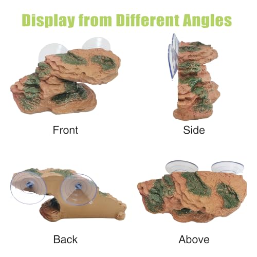 kathson Turtle Basking Platform Floating Turtle Dock Baby Tortoise Climbing Ramp Shale Reptiles Dock Resting Terrace Stone Aquarium Ornament for Frogs Newts (Red Size:8.2”Lx3.3”Wx3.1”H)