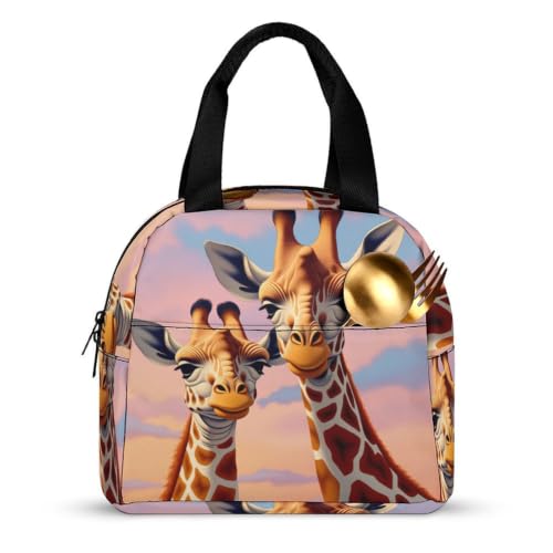 Playful Giraffe Lunch Bag for Women Men | Insulated Lunch Box Leakproof Food Meal Containers Reusable Foldable 6L Capacity Lunch Tote Bags for Work Picnic Travel - color: style