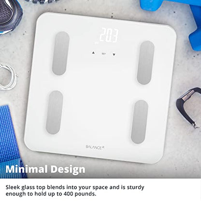 Greater Goods Balance Body Composition Glass and Plastic Personal Scale (White) - style: BMI, White