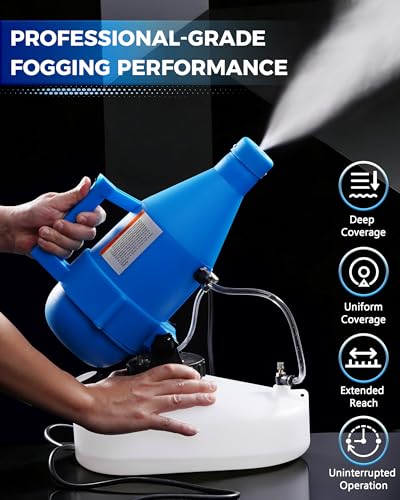 4.5L Electric Fogger Machine, 1400W Portable Sprayer with 30ft Spray Distance & Adjustable Nozzle for Applying Cleaning Solutions in Home, Hotel, School, Yard and Large Indoor Outdoor Rooms