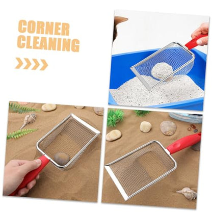 Mipcase Cat Litter Scoop Durable Stainless Steel Poop Scooper for Cat Litter Boxes Mesh Design for Precision Cleaning Corner Reach for and Reptile Habitats