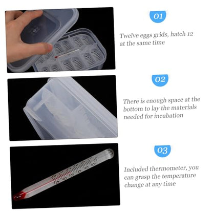 YARNOW 12-Compartment Reptile Egg Incubator for Gecko and Lizard Breeding Durable Incubation Tray Temperature Control