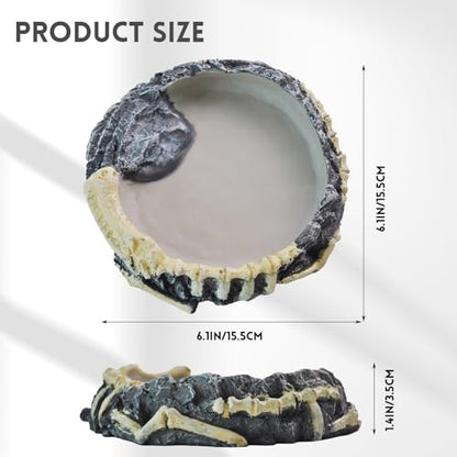 Reptile Food Water Bowl Resin Rock Gecko Feeding Dish Tortoise Feeder Food and Water Plate Amphibian Drinking Basin Reptile Habitat Tank Accessories for Turtle Lizard Leopard Gecko Chameleon