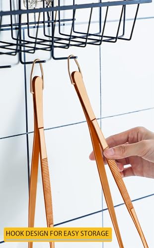 JETKONG 2 Pcs 12-Inch Kitchen Tweezers Cooking Tweezer Tongs Stainless Steel Long Food Tweezers (Rose Gold) - color: Rose Gold, size: 12+12 Inch