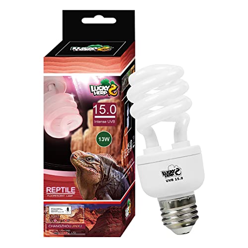 LUCKY HERP 13W UVB 15.0 Intense UVA UVB Compact Flouorescent Lamp Desert Terrarium Light Bulb for Reptile and Amphibian - style: UVB15.0 13W