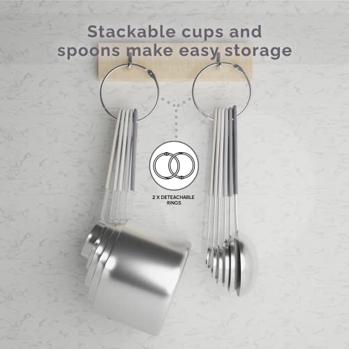 Measuring Cups and Measuring Spoons Set of 14 - Stainless Steel Measuring Cups and Spoons Set, Includes 1/8 Teaspoon Measuring Spoon, 1/8 Cup Measuring Cup, Leveler Dry (14, Charcoal) - color: Charcoal