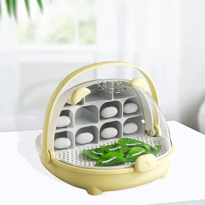 Gralara Silkworm Breeding Box Insect Feeding Box Habitat Cage Transparent Silkworm Hatching Container Small Animal Breeding Case, Yellow - color: yellow