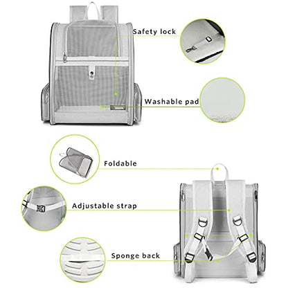 Texsens Innovative Traveler Bubble Backpack Pet Carriers for Cats and Dogs - color: Light Grey