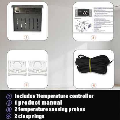 Replacement for Dixell XR06CX-4N1F1 Temperature Controller, Fit for 120V 50-60Hz Commercial Refrigerators/Freezerwith Temperature Sensor Probes & Clasp - style: XR06CX-4N1F1