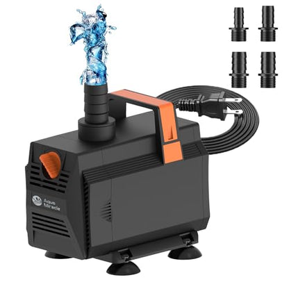 AquaMiracle 880GPH Submersible Water Pump Pond Pump(3330L/H, 45W), Water Fountain Pump Aquarium Water Pump with Flow Control for Fish Tank, Waterfall, Statuary, Filtration, Water feature, Hydroponics - style: WP880 (880GPH)