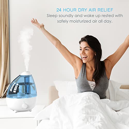 Pure Enrichment MistAire XL Ultrasonic Cool Mist Humidifier - All Day Operation for Large Rooms, 1 Gallon Tank, Variable Mist Control, Automatic Shut-Off, Whisper Quiet, and Optional Night Light - size: MistAire XL (Extra Large)