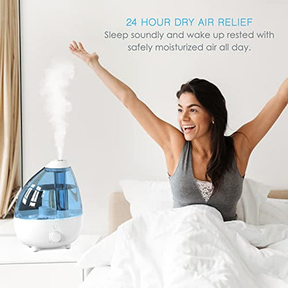 Pure Enrichment MistAire XL Ultrasonic Cool Mist Humidifier - All Day Operation for Large Rooms, 1 Gallon Tank, Variable Mist Control, Automatic Shut-Off, Whisper Quiet, and Optional Night Light - size: MistAire XL (Extra Large)