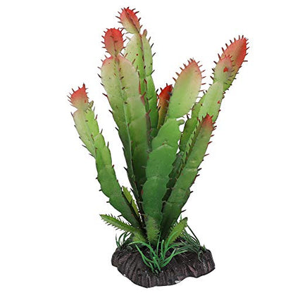 GLOGLOW Terrarium Plant, 5x5.5x15cm | Plastic Artificial Plant for Vivarium, 83g Weight, 5x5.5x15cm, For Tortoises Lizards and Desert Reptile Habitats