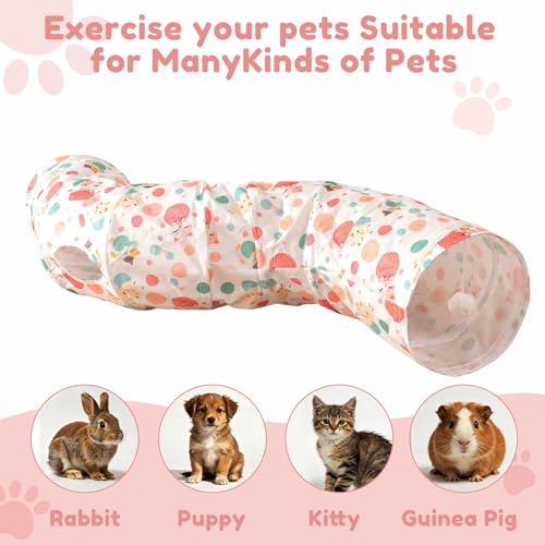 Cat Tunnel with Cat Toy Ball, Collapsible S Shape Cat Tunnel, Cat Tunnels for Indoor Cats, Foldable Cat Tunnel Cat Tube Toys for Bunny, Guinea Pig, Ferrets, Puppy - color: Tunnel