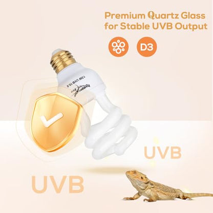 UVB Bulb for Reptiles, 10.0 13W UVB Light for Reptiles, Hygger zoo UVA UVB Reptile Light Bulb Reptile UVB Bulb UVB Light for Bearded Dragon Turtle Lizard Reptile Lamp Terrarium Lamp for Desert Reptile - size: 10.0-5.3 Inch